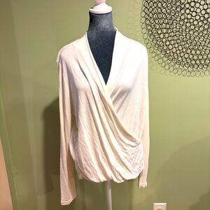 Banana Republic Ivory Cross front drape Knit Sweater